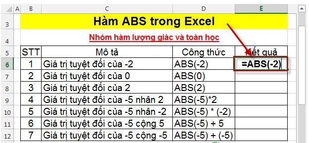 Cach dung ham ABS trong excel 3