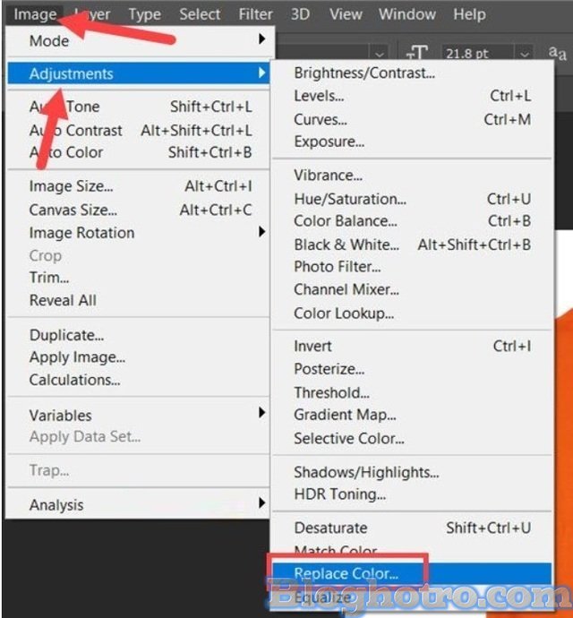 doi mau doi tuong trong photoshop