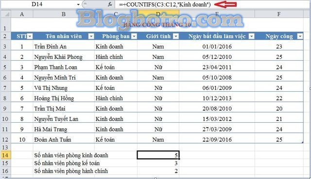 ham dem nhieu dieu kien countifs trong excel 1