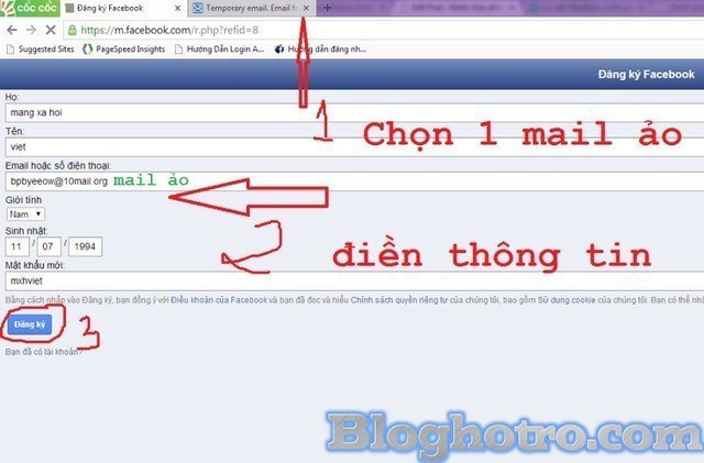 lap nick facebook khong can email va so dien thoai