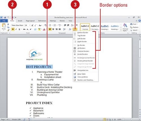 Border and shading trong word 2010