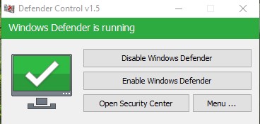 Defender Control v1.5 - Tải miễn phí Defender Control phiên bản v1.5