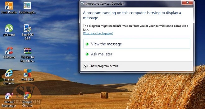 Hướng dẫn sửa thông báo lỗi Interactive services detection