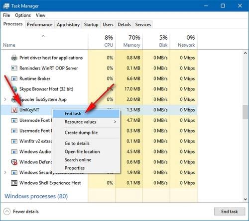 a previous instance of unikey is already running 3