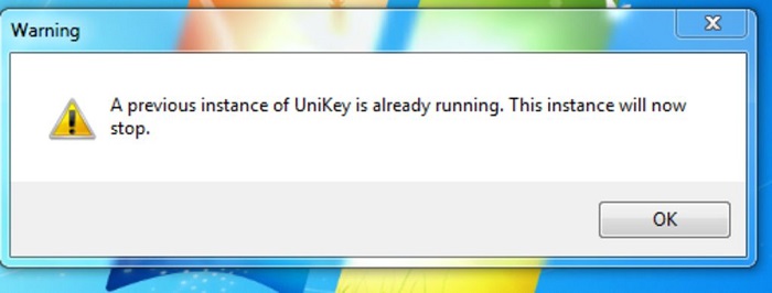 a previous instance of unikey is already running