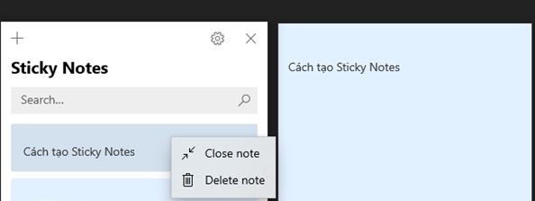cac thao tac trong phan mem Sticky Notes 6