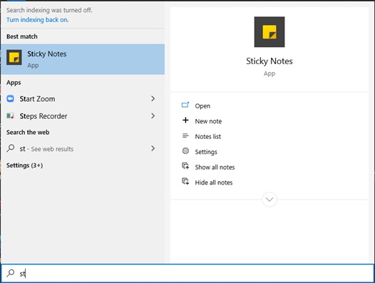 cac thao tac trong phan mem Sticky Notes