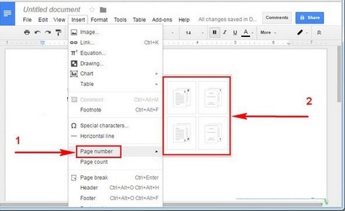 Ảnh minh hoạ: đánh số trang trong google docs (1)