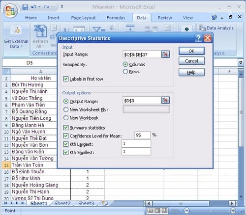 Ảnh minh hoạ: lập bảng thống kê số lượng trong excel (2)