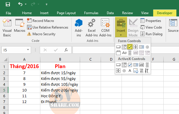 Ảnh minh hoạ: Cách tạo checkbox trong excel 2