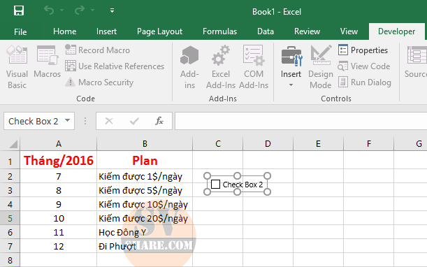 Ảnh minh hoạ: Cách tạo checkbox trong excel 3