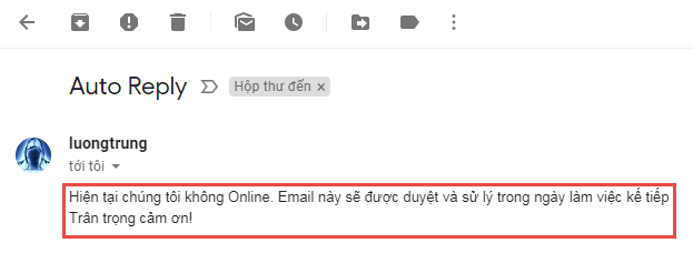 Ảnh minh hoạ: Cài đặt mail tự trả lời trong outlook 16