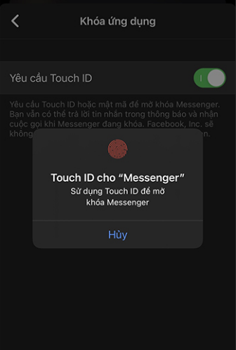 Ảnh minh hoạ: Cài mật khẩu messenger trên điện thoại iphone 2