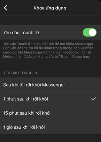 Ảnh minh hoạ: Cài mật khẩu messenger trên điện thoại iphone 3