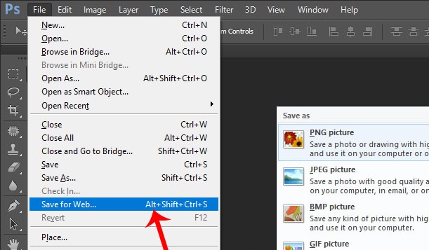 chuyen file JPG sang PNG trong photoshop