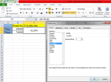 cong thuc tinh phan tram trong excel 4