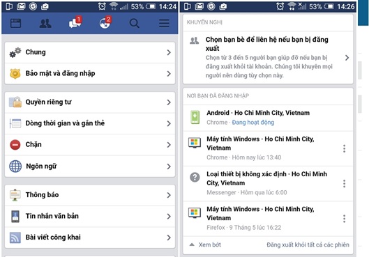 dang xuat messenger tren samsung 4