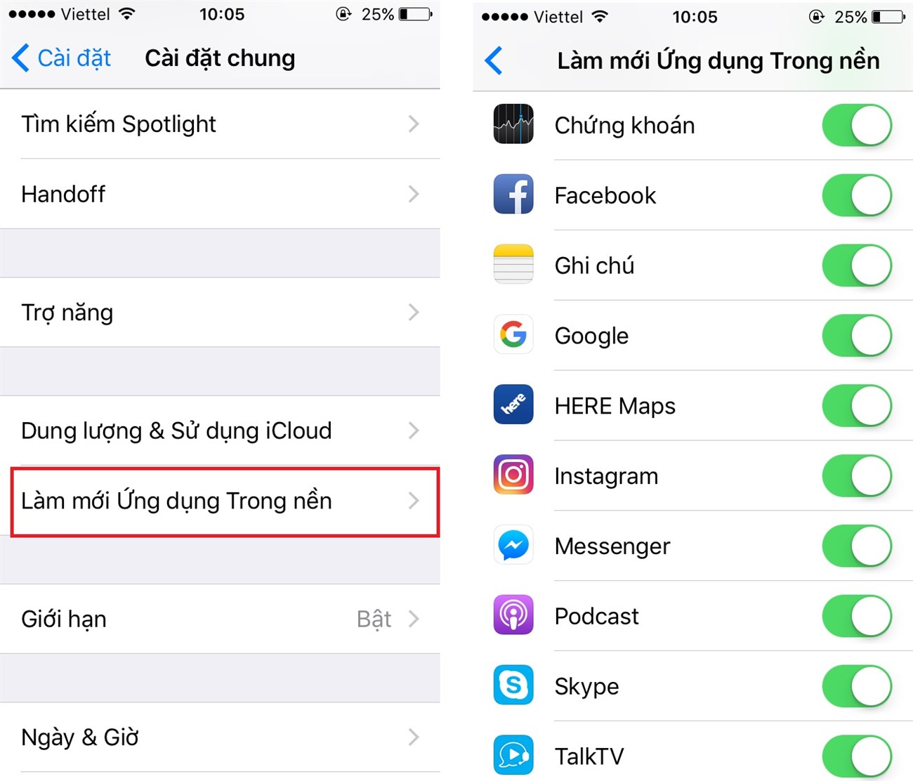 Tắt các ứng dụng chạy ngầm không cần thiết trên điện thoại iphone nhằm giúp tiết kiệm pin hơn