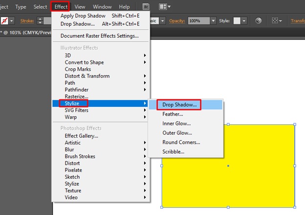 drop shadow trong AI