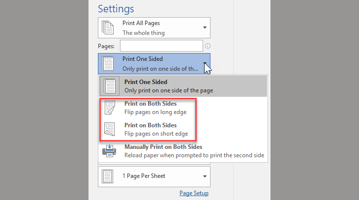 in 2 mat trong word 1