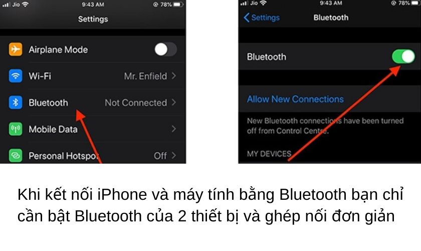 Hướng dẫn kết nối điện thoại iPhone với máy tính qua Bluetooth