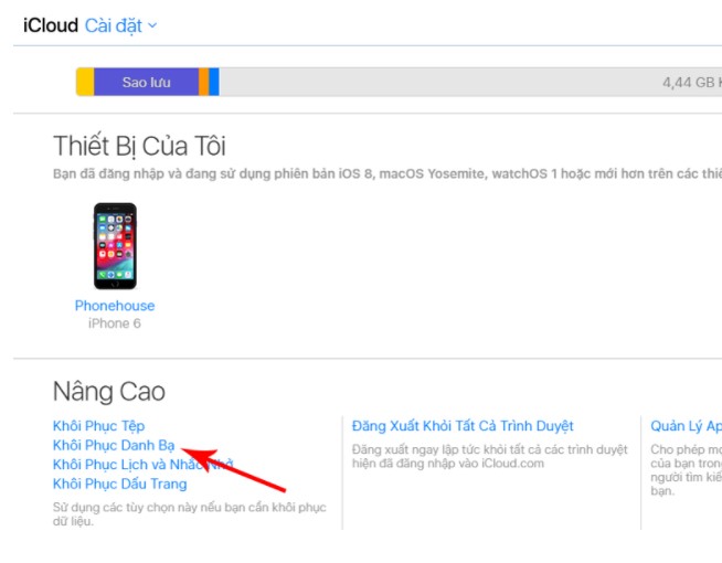 lay lai danh ba dien thoai tren iphone 4