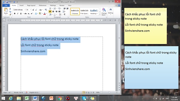 Ảnh minh hoạ: lỗi font chữ trong sticky note (2)