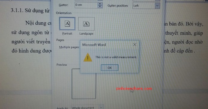 Nguyên nhân và cách khắc phục lỗi this is not a valid measurement trên word