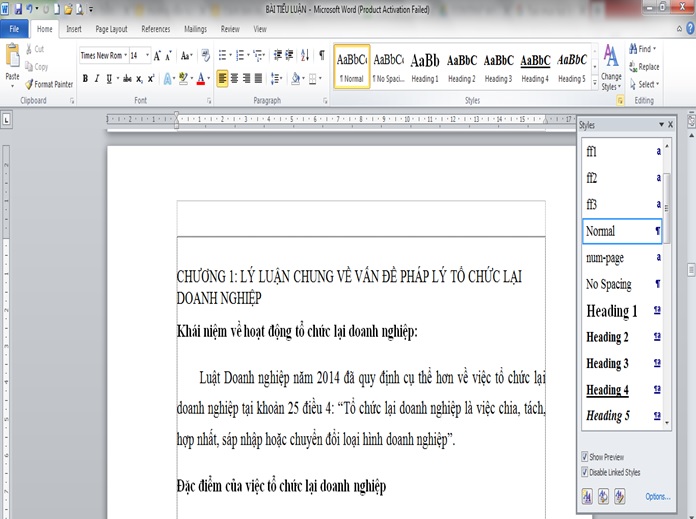 tao muc luc tu dong tren word