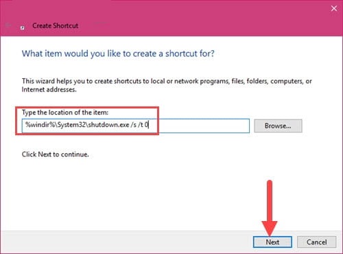 tao shortcut shutdown tren windows 10 1
