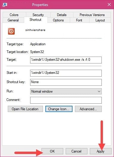 tao shortcut shutdown tren windows 10 6