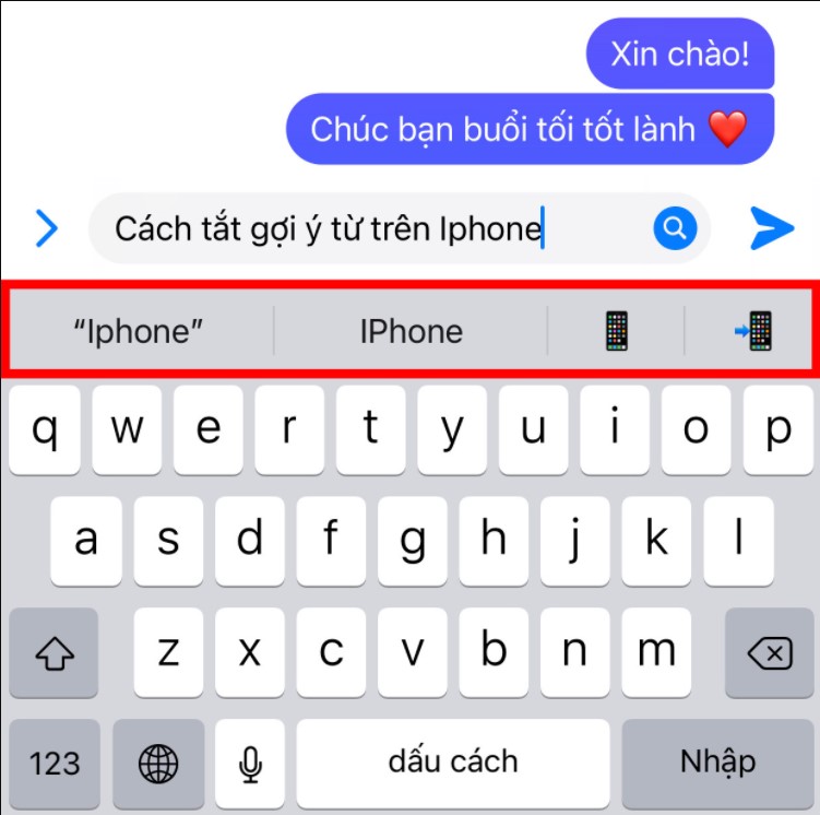 Ảnh minh hoạ: tắt gợi ý từ trên Iphone (2)