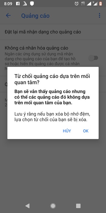 tat quang cao google tren Android 3