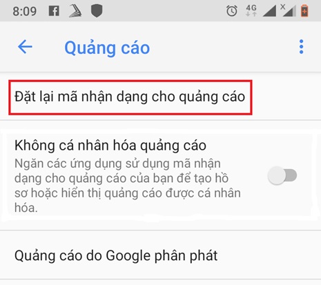 tat quang cao google tren Android 4