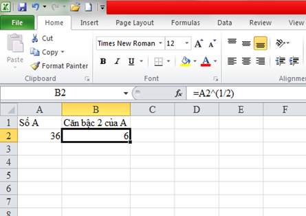 tinh can bac 2 trong excel