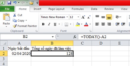 tinh ngay thang nam trong excel 2