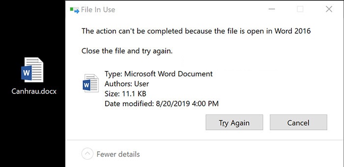 xoa file khong xoa duoc tren windows 10