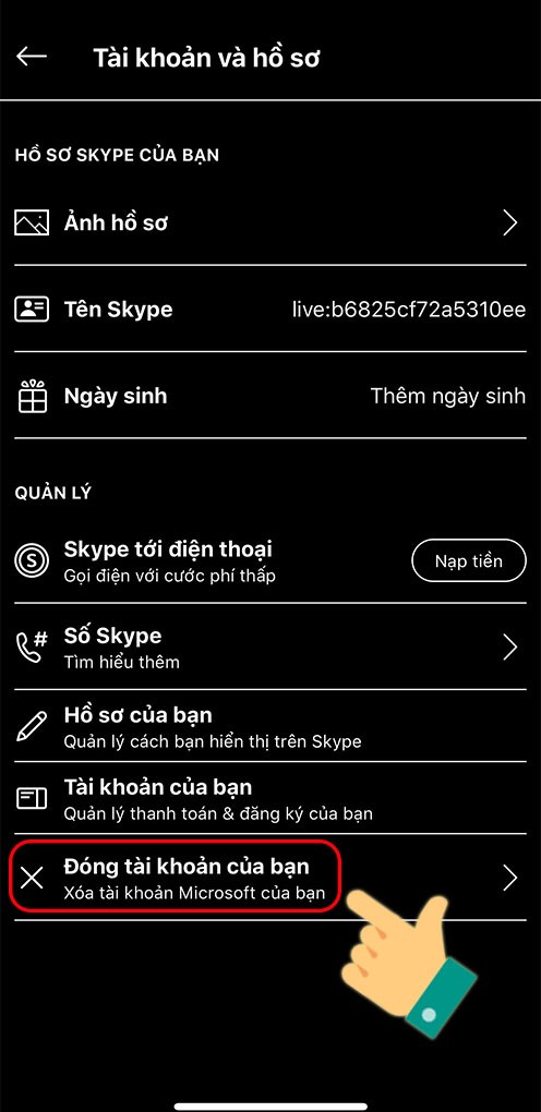 xoa tai khoan skype 4