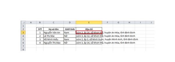 xuong dong trong excel 2
