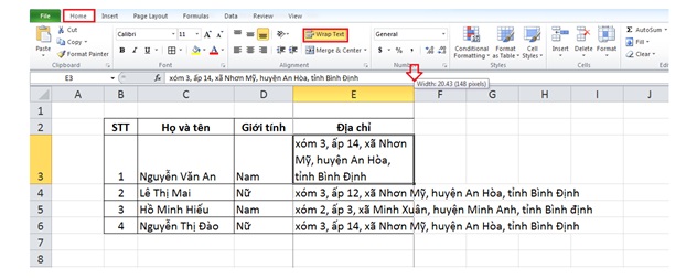 xuong dong trong excel 3