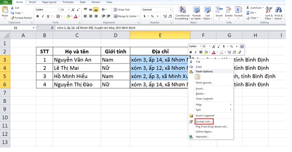 xuong dong trong excel 4