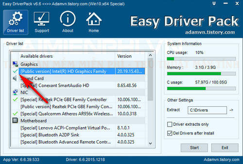 Ảnh minh hoạ: Phần mềm Easy Driverpack