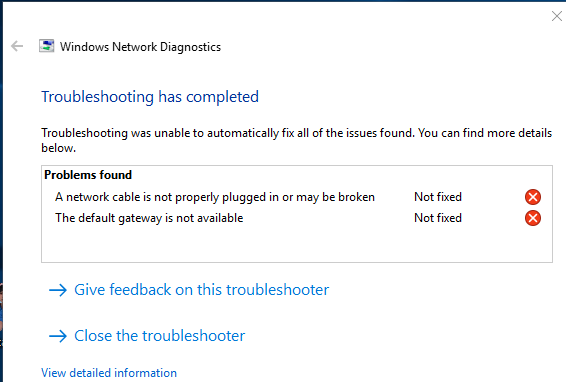 Nguyên nhân và cách khắc phục lỗi a network cable is not properly plugged in or may be broken