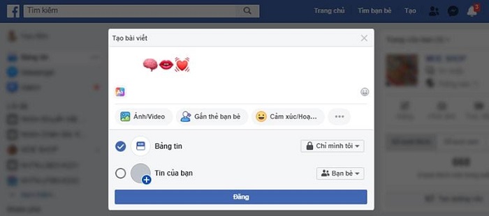 Ảnh minh hoạ: Cách chèn icon vào status facebook trên máy tính (8)
