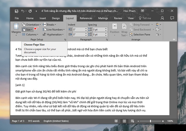 Ảnh minh hoạ: điều chỉnh bố cục trang trước khi in trong Word (3)