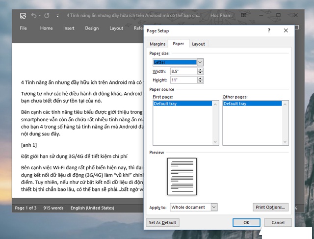 Ảnh minh hoạ: điều chỉnh bố cục trang trước khi in trong Word (5)