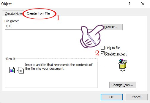 Ảnh minh hoạ: đính kèm file vào trong word (2)