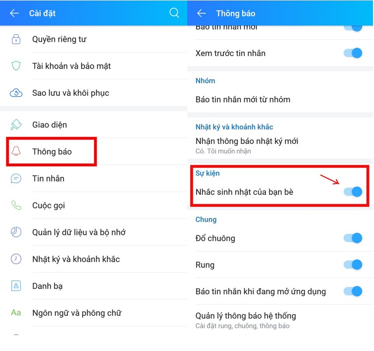Ảnh minh hoạ: tắt thông báo sinh nhật trên zalo (6)