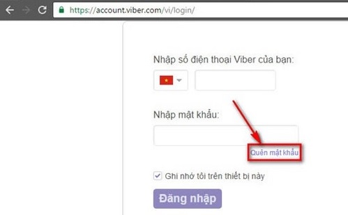 Ảnh minh hoạ: Lấy lại mật khẩu Viber (1)