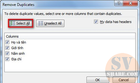 Ảnh minh hoạ: Tìm giá trị trùng nhau trong excel (2)
